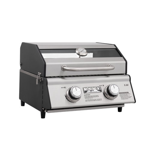 Monument Grills, Clearview 2 Burner Portable Stainless Liquid Propane 15000 BTU Gas Grill